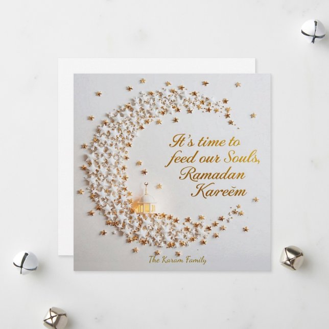 Cartes Pour Fêtes Annuelles Ramdan Kareem Personalized Holiday  Hilal Card (Devant/Arrière en situation)