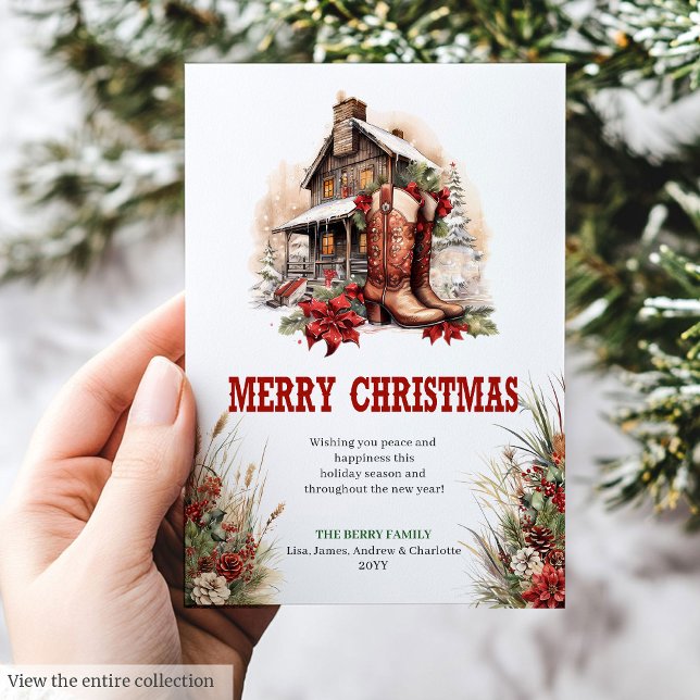 Cartes Pour Fêtes Annuelles Ranch style Christmas greeting card editable (Ranch style Christmas greeting card editable

)