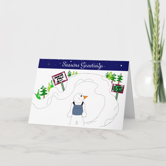 Cartes Pour Fêtes Annuelles Randonnée Snowman (Devant)