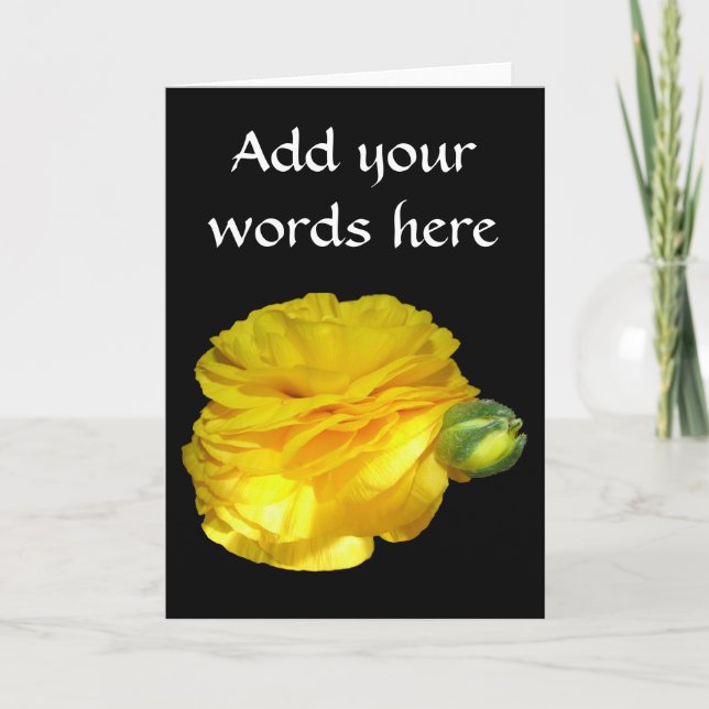 Cartes Pour Fêtes Annuelles Ranunculus jaune (Devant)