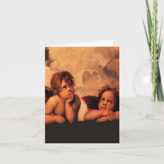 Cartes Pour Fêtes Annuelles Raphael Angelic Cherub Art (Devant)