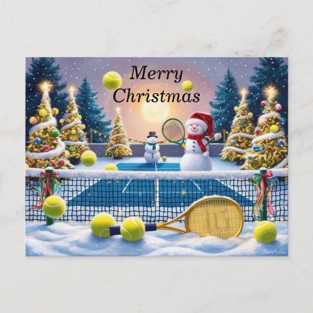 Cartes Pour Fêtes Annuelles Raquettes Festives de Noël de Tennis (Devant)
