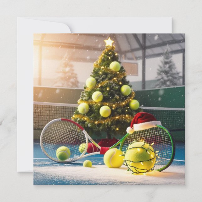 Cartes Pour Fêtes Annuelles Raquettes Festives de Noël de Tennis (Devant)