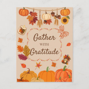 Cartes Pour Fêtes Annuelles Rassemblement avec gratitude automne citrouille et