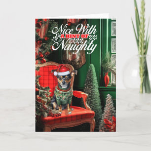 Cartes Pour Fêtes Annuelles Rat de Noël Terrier Chien Naughty ou Nice