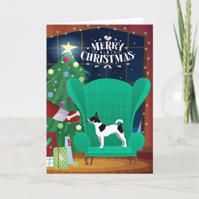 Cartes Pour Fêtes Annuelles Rat Terrier Noël Père Noël cadeau (Devant)