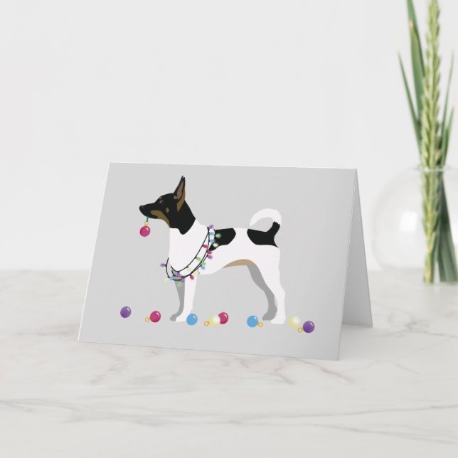 Cartes Pour Fêtes Annuelles Rat Terrier Silhouette Design de Noël (Devant)