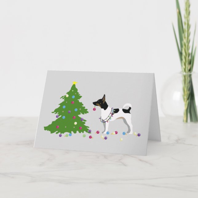Cartes Pour Fêtes Annuelles Rat Terrier Silhouette Design de Noël (Devant)