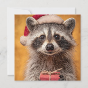 Cartes Pour Fêtes Annuelles Raton laveur adorable avec un chapeau de Père Noël