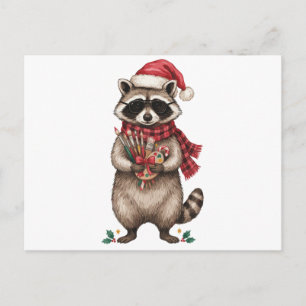 Cartes Pour Fêtes Annuelles Raton laveur de Noël Artiste Chapeau de Père Noël