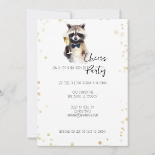 Cartes Pour Fêtes Annuelles Raton laveur mignon avec Champagne Trinque la Sain