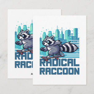 Cartes Pour Fêtes Annuelles Raton laveur radical skateboardeur urbain