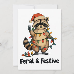 Cartes Pour Fêtes Annuelles Raton laveur sauvage et festif Noël Lumières de No