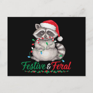 Cartes Pour Fêtes Annuelles Raton laveur sauvage festif guirlandes de Noël can
