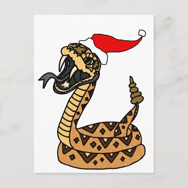 Cartes Pour Fêtes Annuelles Rattlesnake de Noël amusant (Devant)