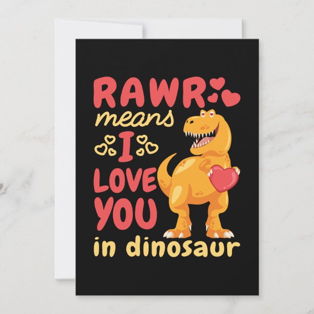 Cartes Pour Fêtes Annuelles Rawr signifie je t'aime en Saint-Valentin dinosaur (Devant)