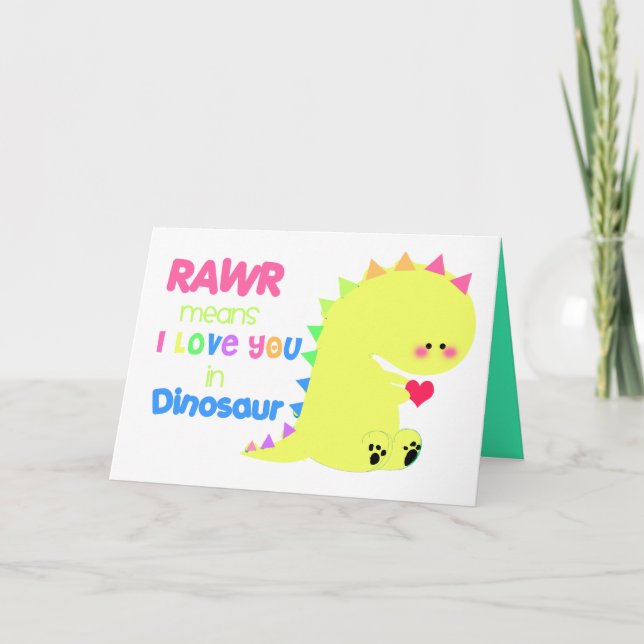 Cartes Pour Fêtes Annuelles RAWR signifie que je vous aime dans Dinosaur Card  (Devant)