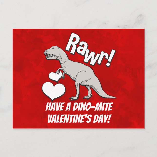 Cartes Pour Fêtes Annuelles Rawr Tyrannosaurus T Rex Valentine's Day Garçons (Devant)