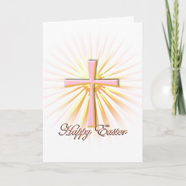 Cartes Pour Fêtes Annuelles Rayons de lumière de la Croix Religieuse (Devant)