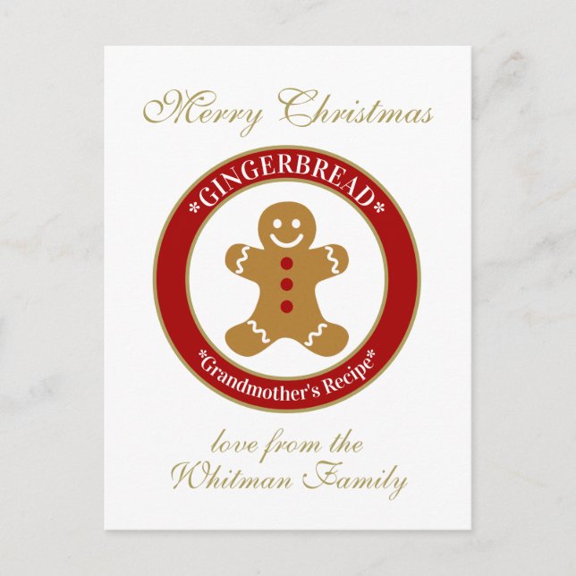Cartes Pour Fêtes Annuelles Recette de Joyeux Noël (Devant)