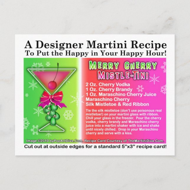 Cartes Pour Fêtes Annuelles Recette de Martini de Noël Cherry Mistle-Tini (Devant)