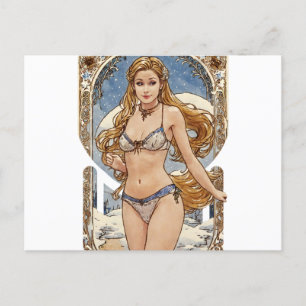 Cartes Pour Fêtes Annuelles Recherche Blonde V2 Mucha Style Art