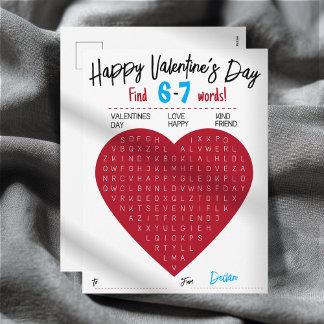 Cartes Pour Fêtes Annuelles Recherche de mots de la Saint-Valentin pour enfant