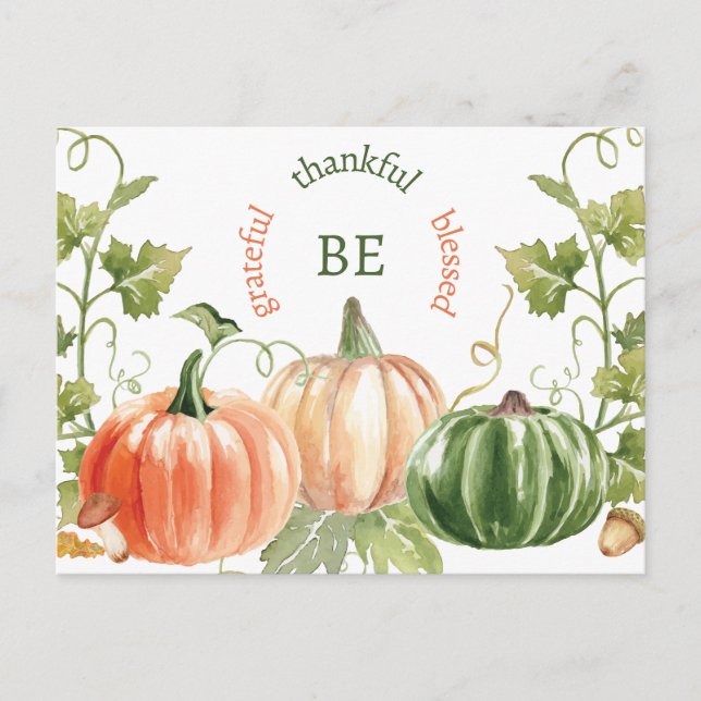 Cartes Pour Fêtes Annuelles Récolte Citrouille de Thanksgiving (Devant)