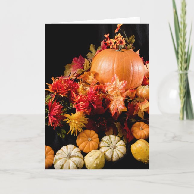 Cartes Pour Fêtes Annuelles Récolte d'automne - Nature morte de citrouille et  (Devant)