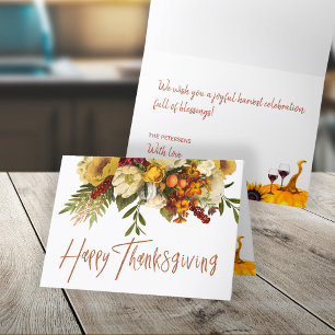 Cartes Pour Fêtes Annuelles Récolte florale de bon thanksgiving Thanksgiving