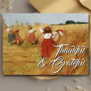 Cartes Pour Fêtes Annuelles Récolte vintage Grateful & Thankful W. Tetmajer