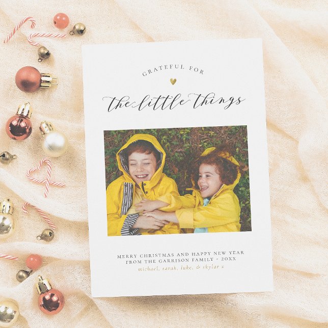 Cartes Pour Fêtes Annuelles Reconnaissant pour les petites choses | Coeur Or S (Créateur téléchargé)