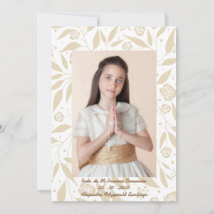 Cartes Pour Fêtes Annuelles Recuerdo de Mi Primera Comunión Hojas Doradas
