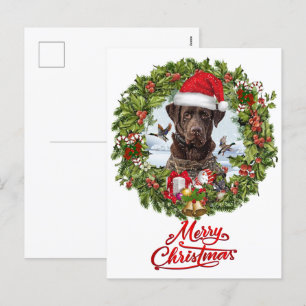 Cartes Pour Fêtes Annuelles Récupérateur de chocolat Labrador, couronne de Noë