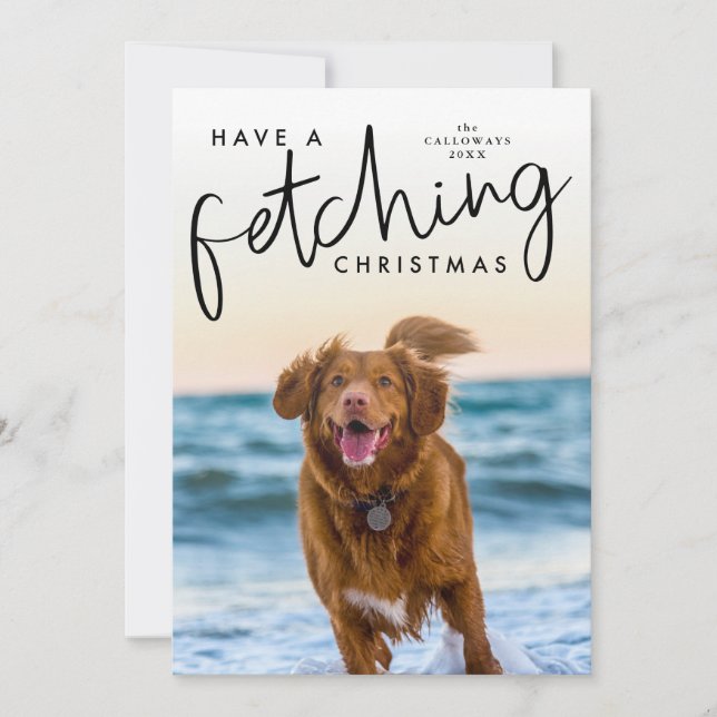 Cartes Pour Fêtes Annuelles Récupérer la photo de chien de Noël mignon (Devant)