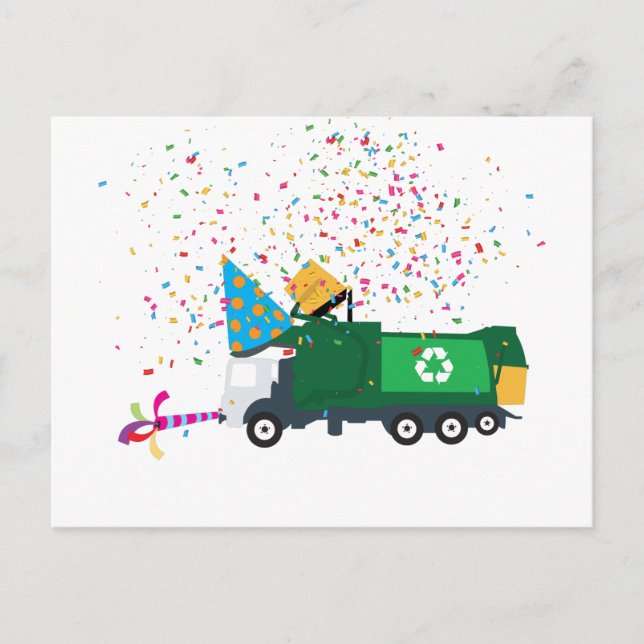 Cartes Pour Fêtes Annuelles Recyclage de la fête des camions à ordures (Devant)