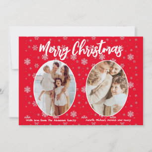 Cartes Pour Fêtes Annuelles Red 2 Photo Snowflakes mignon Moderne Joyeux Noël