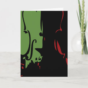 Cartes Pour Fêtes Annuelles Red and Green Violin Holiday Card