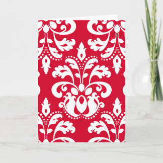 Cartes Pour Fêtes Annuelles Red and white elegant Christmas damask version 2