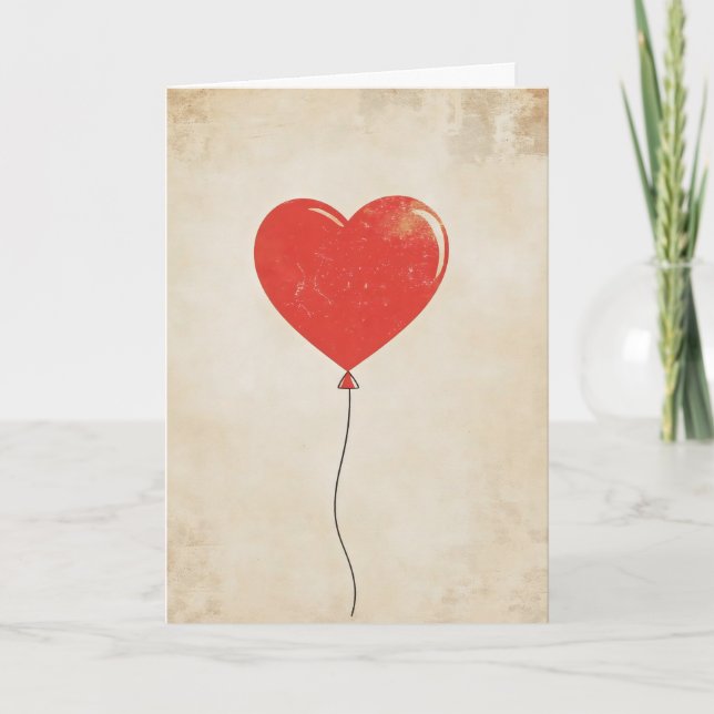 Cartes Pour Fêtes Annuelles Red Balloon Amour Simple (Devant)