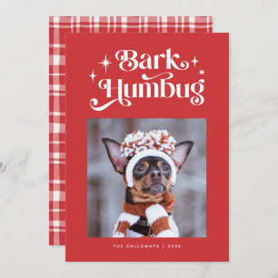 Cartes Pour Fêtes Annuelles Red BARK HUMBUG Funny Chien Photo Noël