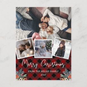 Cartes Pour Fêtes Annuelles Red Berries Holiday Buffalo rouge plaid Photo