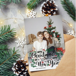 Cartes Pour Fêtes Annuelles Red Berry Big Photo Joyeux Noël Bonne année