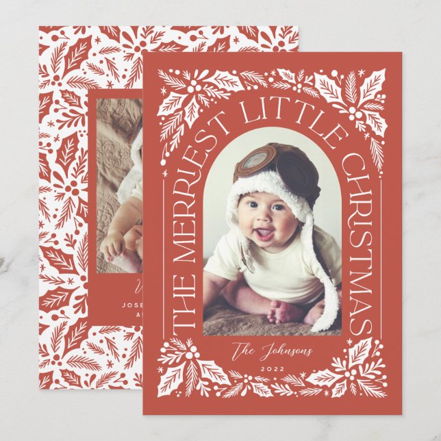 Cartes Pour Fêtes Annuelles Red Berry Merriest Little Christmas Arch Photo (Devant / Derrière)