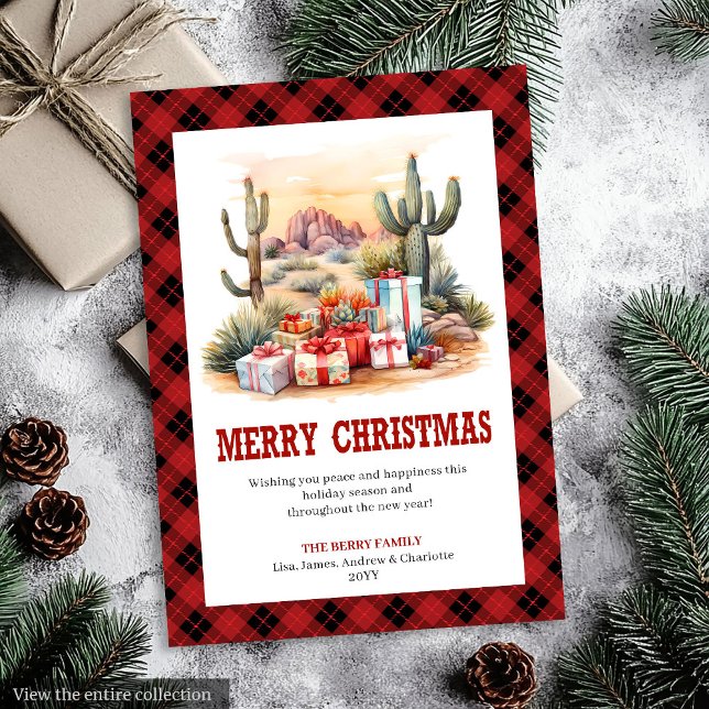 Cartes Pour Fêtes Annuelles Red Black Western Check Holiday Greeting Card (Red Black Western Check Holiday Greeting Card)