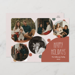Cartes Pour Fêtes Annuelles Red Boho Polka Dot Happy Holidays Cinq photos