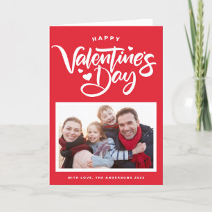 Cartes Pour Fêtes Annuelles Red Bold Modern Calligraphy Photo Saint Valentin