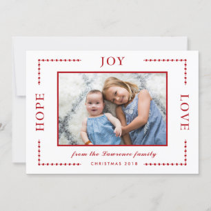 Cartes Pour Fêtes Annuelles Red Border Hope Joy Love Christmas Photo