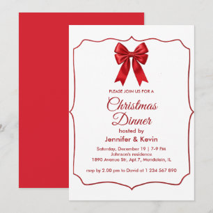 Cartes Pour Fêtes Annuelles Red Bow classique traditionnel dîner de Noël