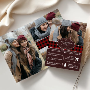 Cartes Pour Fêtes Annuelles Red Buffalo Plaid Année d'examen de Noël Photo